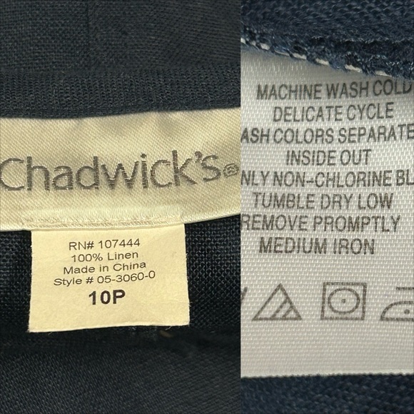 Chadwicks 100% Linen Maxi Dress Petite Size 10P Navy Lagom Minimalist Modest - Picture 5 of 7